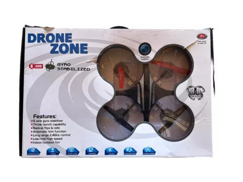 Drone Zone quadcopter drone box, 2.4 GHz 6-axis gyro graphics
