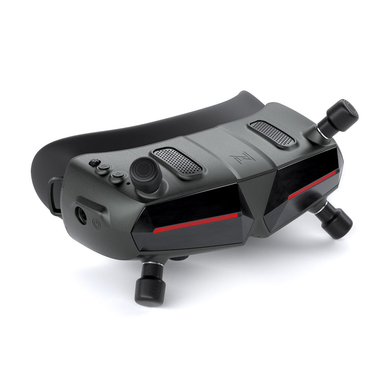 FPV goggles, dark gray with two side speakers and adjustable black antennas