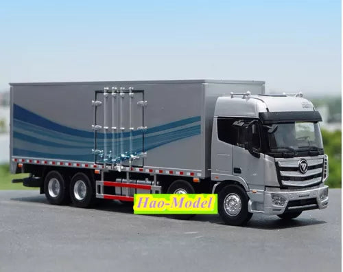 Gray cab alloy truck model with long box trailer, side decals and chrome details.