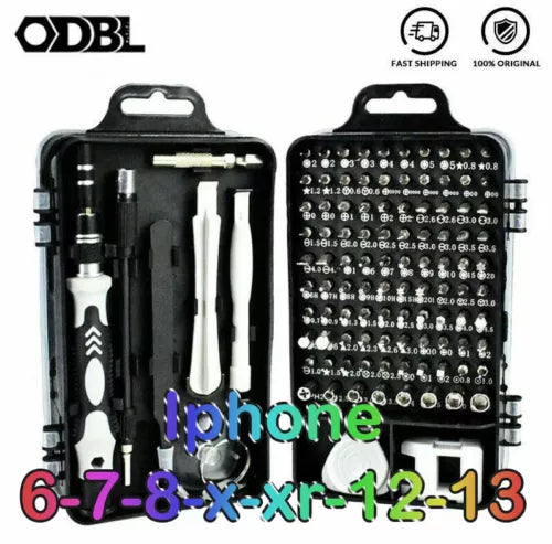Hex nut screwdriver set with interchangeable bits in black storage case