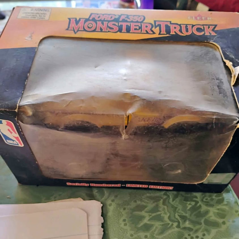 Diecast F-350 Monster Truck toy in box with clear window, unopened