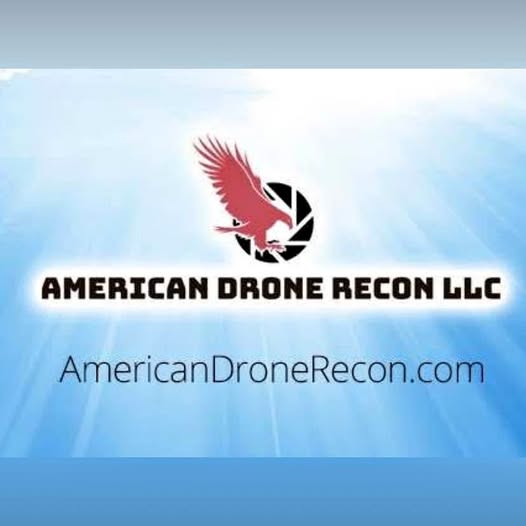 Drone services logo with red bird emblem and 'AMERICAN DRONE RECON LLC' text