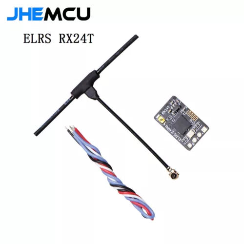 ELRS RX24T 2.4G nano receiver module with PCB and multi-wire antenna cable