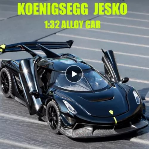KOENIGSEGG JESKO 1:32 alloy diecast race car model, dark blue with open engine bay