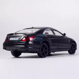 Matte black Mercedes-Benz CLS 63 AMG diecast model car toy, rear 3/4