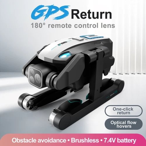 FPV quadcopter drone with dual camera, GPS return and obstacle avoidance features