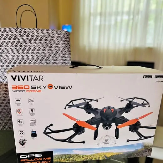 VIVITAR GPS 360 SkyView drone box with quadcopter illustration