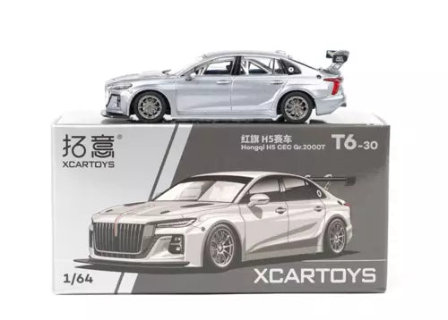 1:64 diecast racing sports model car, silver/gray sedan, with retail box