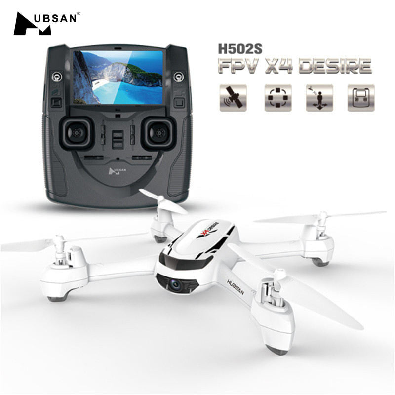 FPV quadcopter drone with mounted camera and remote controller with display