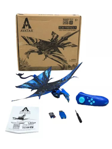 Blue mini remote-control flying smart drone kit with controller and instruction sheet