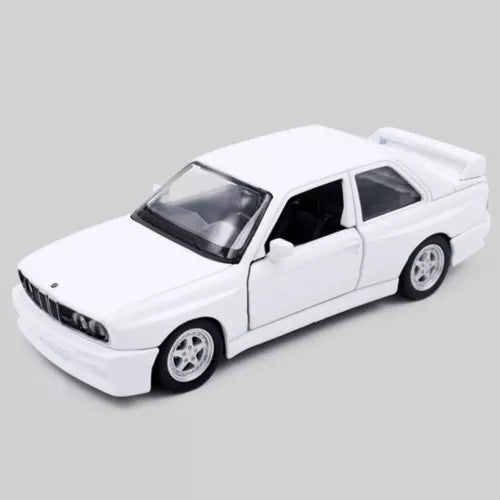 White 1:36 diecast model car with detailed front and side