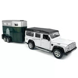Land Rover Defender with Horse Trailer 1:36 Diecast Model Toy Car for Kids Boys Toy