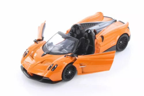 Orange roadster diecast car with open top, front three-quarter view, black wheels