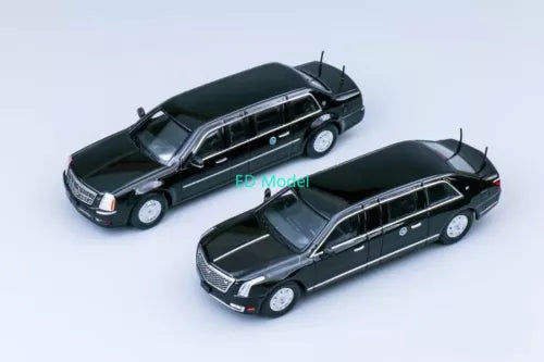 Dark green metal diecast limousine toy cars, 1:64 scale, two models