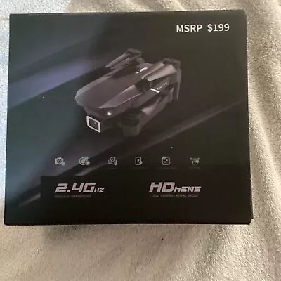 4K dual cam video drone box with drone illustration and 2.4GHz label