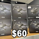 Camera drone retail box showing a quadcopter with mounted camera
