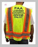 LICENSED COMMERCIAL DRONE PILOT SAFETY VEST HI-VISIBILITY REFLECTIVE #5 Drone