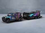 CR TM 1:64 Rubicon Civic Type R FD2 Flatbed Trailer Model Diecast Metal Car Toy