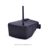 FPV video goggles receiver with long antenna and control buttons, black