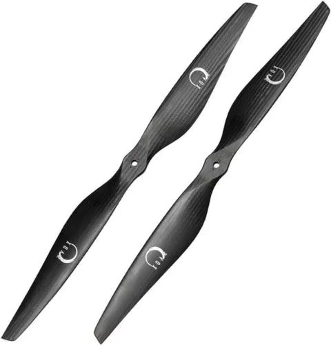 Carbon fiber quadcopter propeller pair, black, with mounting holes