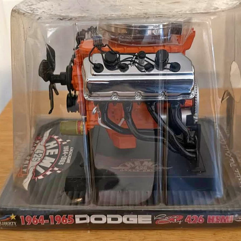 Orange and chrome diecast 1/6 scale Dodge 426 Hemi car in clear display case