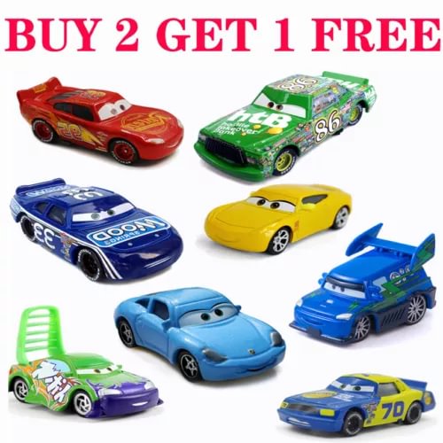 Disney Pixar Cars diecast model car lot, assorted Lightning McQueen-style vehicles