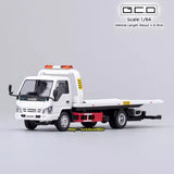 1/64 scale white flatbed truck diecast toy model with crane fixtures