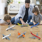Diecast toy airplane 6-pack with colorful plastic body models, wing details