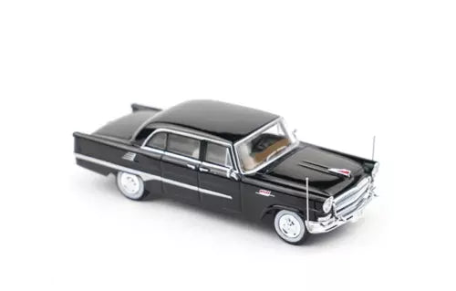 Black sedan diecast model toy car with chrome details and open wheels