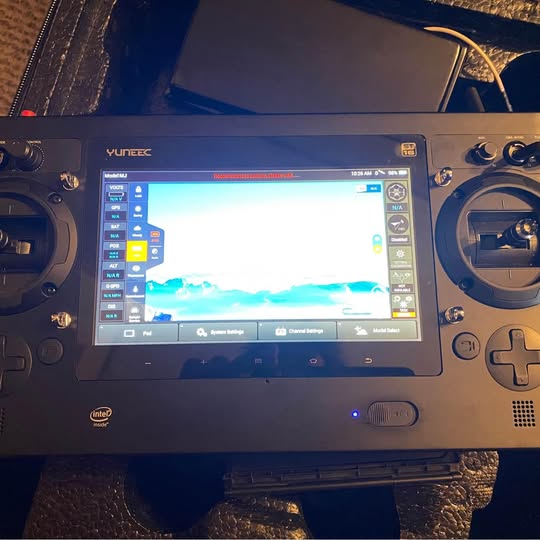 Yuneec drone controller with touchscreen and dual joysticks