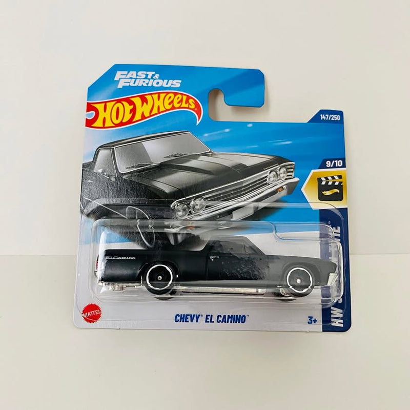 Hot Wheels Chevy El Camino diecast on short card, black and silver