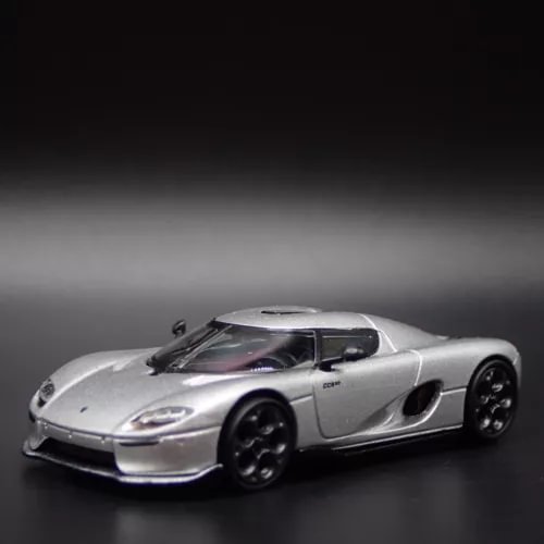 Diecast model car, silver-gray coupe with black wheels, 1:64 scale
