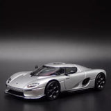 Diecast model car, silver-gray coupe with black wheels, 1:64 scale