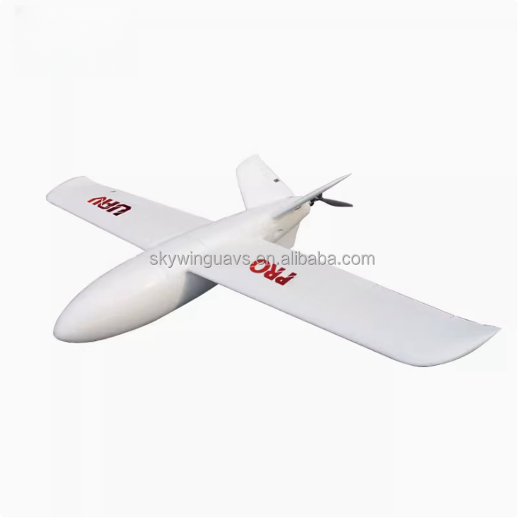 Fixed-wing foam drone with propeller, white fuselage and wings
