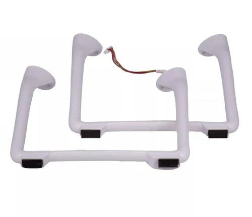 Drone landing gear frame with white legs, black feet, and red wiring