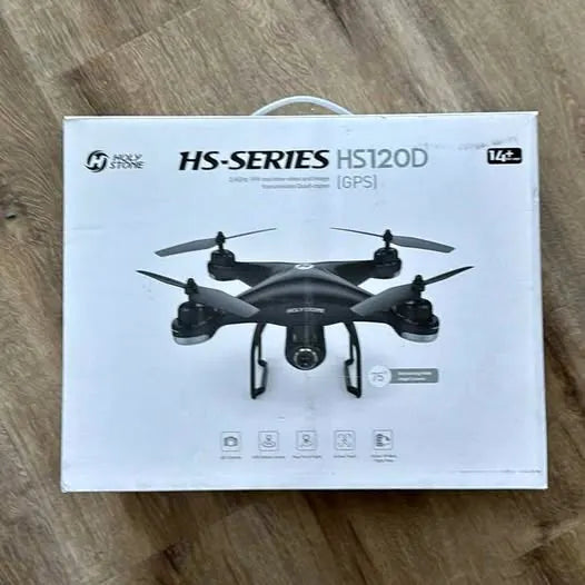 Holy Stone HS-Series HS120D foldable drone box with quadcopter illustration
