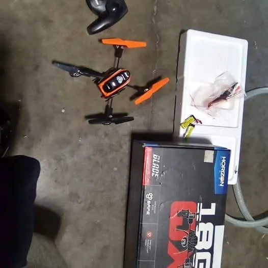 Drone retail box with accessories and controller