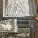 AE8 EVO drone body with cables and spare parts in protective case