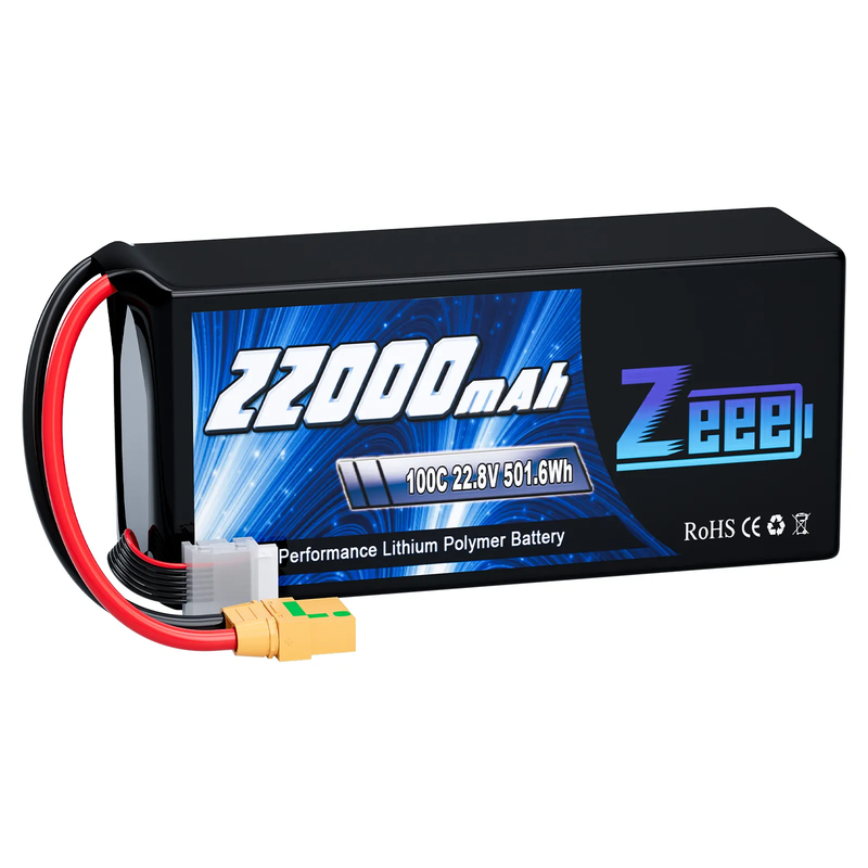 High Energy Density FPV Drone Battery 6S 22.8V 22000mAh 100C LiHV Lightweight Lipo Battery for UAV Airplane 7-12inch X8 FPV