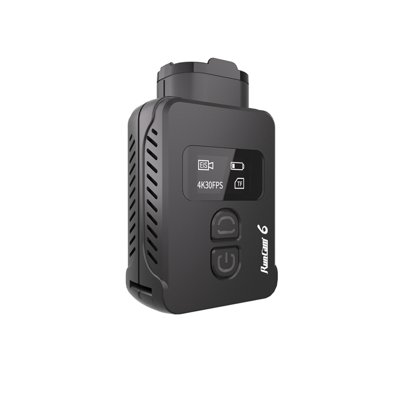 Runcam 6 sports camera with side controls, dark body housing