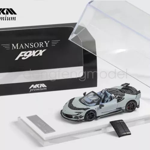 Gray Mansory F9xx convertible diecast sports car model, front view with black accents
