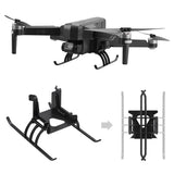 Foldable drone landing gear with two black supports and mounting brackets