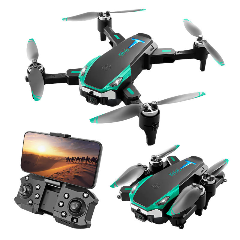 Foldable mini quadcopter drone with gimbal, controller, and phone display screen