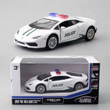 1:36 Diecast Lamborghini Hurricane Police Car Metal Car Model Toy Pull Back Toy