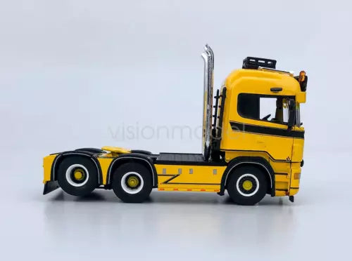1:64 yellow Scania tractor unit diecast metal truck model, side view