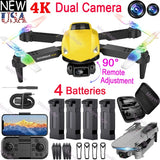 90? Adjustable Dual Camera RC Drone 4K HD Wide Angle FPV WIFI Selfie Quadcopters Drone