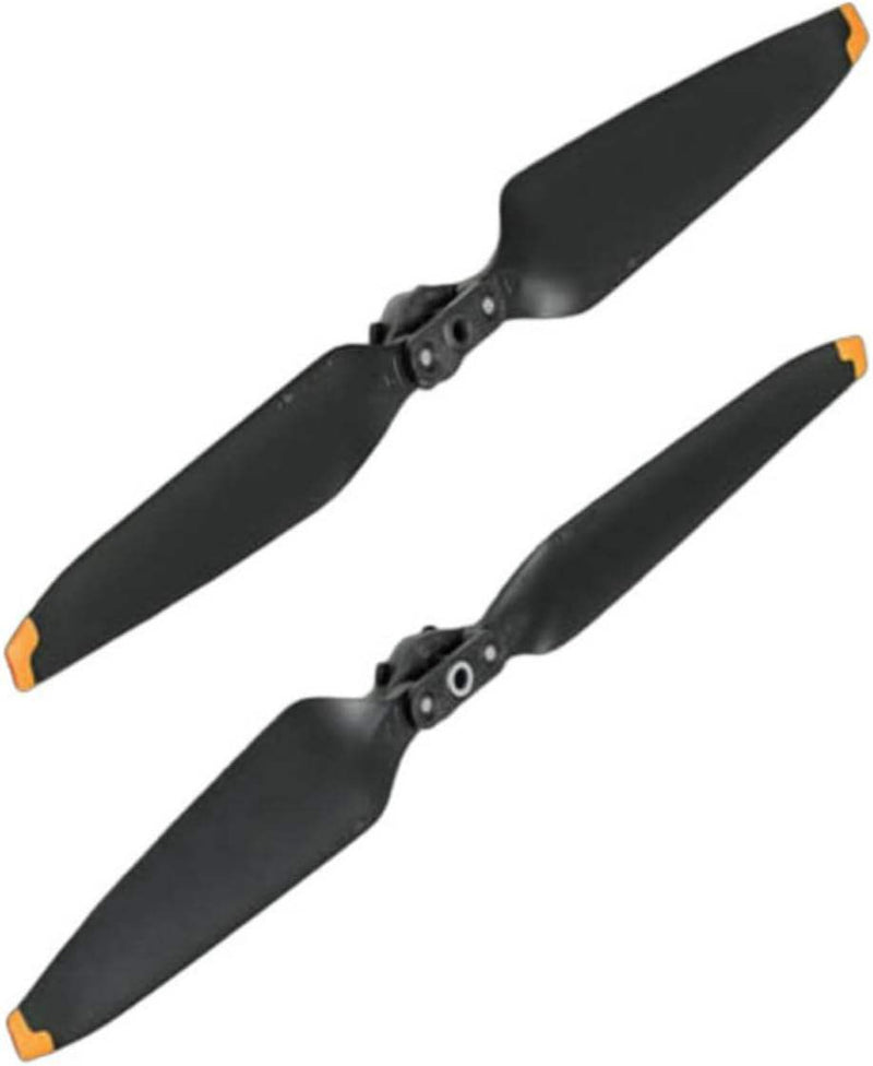 Drone propellers with black blades and orange tips, with mounting hubs, quick-release set
