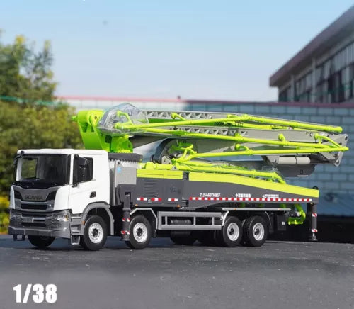 Zoomlion SCANIA concrete pump truck model toy with green boom
