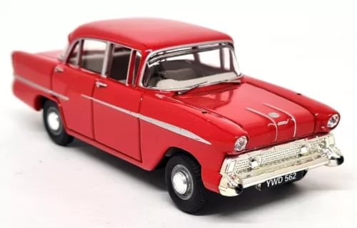 Vauxhall Victor red diecast model car, front three-quarter view with chrome grille
