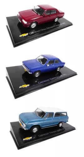 Diecast car set with red, blue, and light-blue 1:43 models on black display bases
